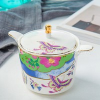 Service à thé élégant en porcelaine fine britannique, haut de gamme, 15 pièces, pour 6 personnes