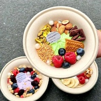 Wegwerp, biologisch afbreekbare, magnetronbestendige pulp fruitverpakkingen voor Griekse koude yoghurt, sneeuw-ijs, commerciële straatverkoop