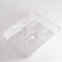 Cuillère à salade réutilisable de qualité alimentaire Cuillères en plastique dur Cuillère à assaisonnement publique à long manche Buffet d'hôtel Restaurant Cantine