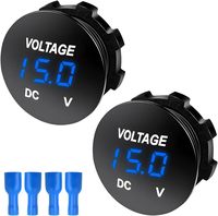Voltmètre DC 12V 24V, jauge de tension numérique LED pour voiture, affichage numérique rond