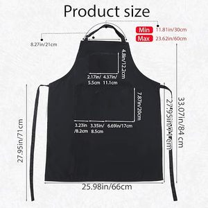 Tablier de cuisine en polyester résistant à l'eau, personnalisé avec logo, pour salon de coiffure, barbier, esthéticienne, manucure, cuisine, chef - Product Image 2