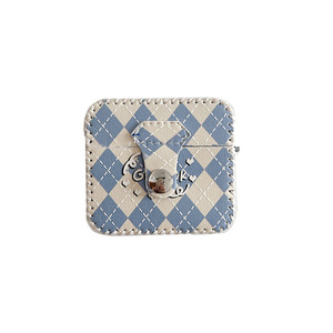 Étui de protection tendance de luxe en PU imperméable à motif Argyle, anti-perte, avec coutures faites à la main, pour écouteurs (compatible avec tous les modèles) - Product Image 1