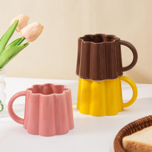 Taza de <span class=keywords><strong>Café</strong></span> de Cerámica de Porcelana con Borde Ondulado <span class=keywords><strong>Kawaii</strong></span>, Color Pastel Sólido, Estilo Nórdico, Apta para Alimentos, Apta para Lavavajillas - Product Image 5