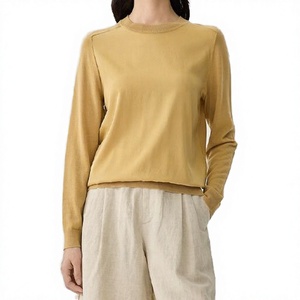 Cárdigan de punto de lana y cachemira para mujer, manga larga, cuello redondo, corte regular, fino, informal, para otoño/invierno, anti-bolitas, con logo frontal - Product Image 2