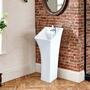 Lavabo sur colonne de style européen, lavabo sur colonne Tower, 440x440x860mm, forme irrégulière, design contemporain, finition polie - Product Image 1
