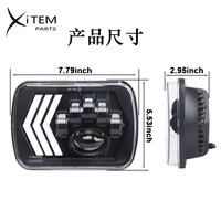 Faros Delanteros LED de 7 Pulgadas, Faros Rectangulares de 5x7 con Luz Alta/Baja para Coche, Motocicleta, Camión Todoterreno, Luz de Freno y Señal de Giro