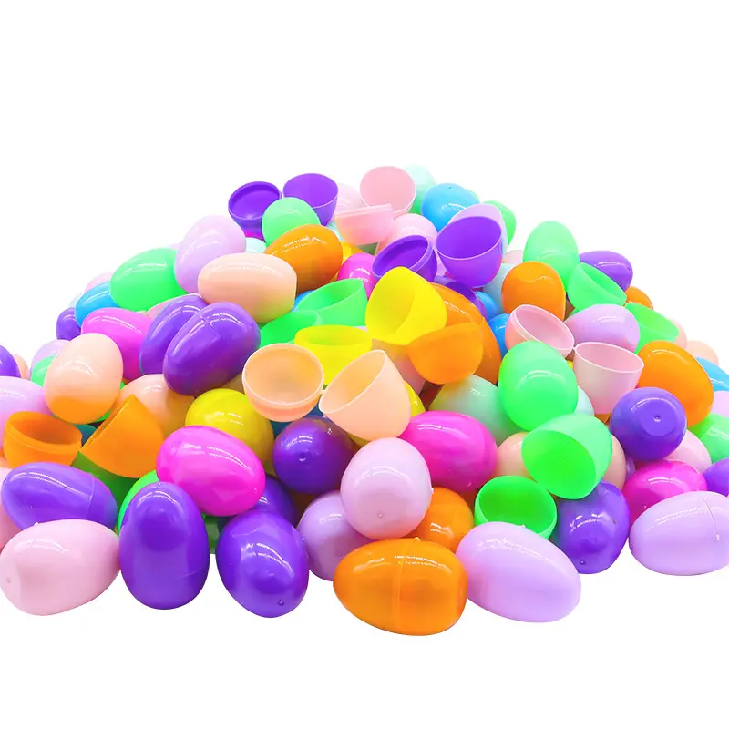 Guscio d'uovo colorato uovo di pasqua decorazione aperta in plastica intrecciata guscio d'uovo 4*6cm guscio d'uovo in plastica