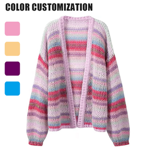 Cardigan da <span class=keywords><strong>donna</strong></span> <span class=keywords><strong>di</strong></span> <span class=keywords><strong>marca</strong></span> personalizzata maglione a righe da <span class=keywords><strong>donna</strong></span> lavorato a maglia Dames maglioncino <span class=keywords><strong>di</strong></span> lana per <span class=keywords><strong>donna</strong></span> - Product Image 2