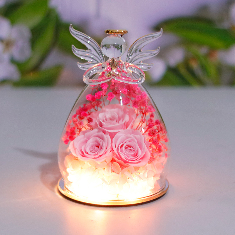 three pink flowers with lights 10*15cm