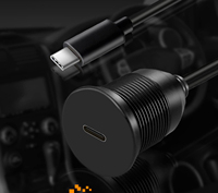 Câble USB-C 3.1 à port unique pour montage encastré, câble d'extension mâle-femelle USB-C 3.1 pour voiture, camion, bateau, moto
