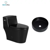 Ensemble de salle de bain de luxe moderne, wc, une pièce, évier de toilette en céramique, cuvette et évier de toilette, ensemble de toilette de couleur noire