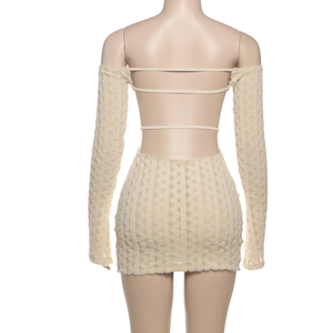 Abito sexy da donna in maglia nuova moda primavera a <span class=keywords><strong>maniche</strong></span> <span class=keywords><strong>lunghe</strong></span> senza schienale in tinta unita abito casual - Product Image 6