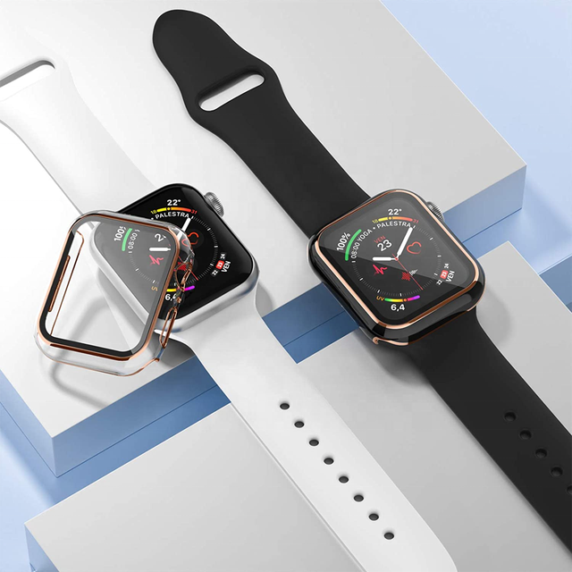 All Full Cover Tempered Glass Screen Protector Plastic Case for Apple Watch Protective Case Water Resistant Shock Resistant