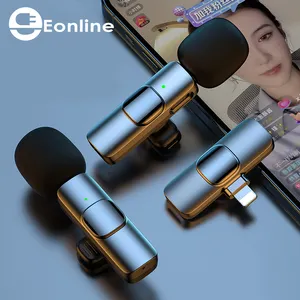 Eonline iPhone kablosuz yaka mikrofon taşınabilir ses Video kayıt Mini mikrofon canlı yayın oyun Android Microfonoe