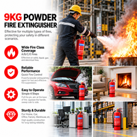Extincteur à poudre sèche ABC 9 kg portable avec manomètre, équipement de lutte contre l'incendie pour la maison et l'industrie
