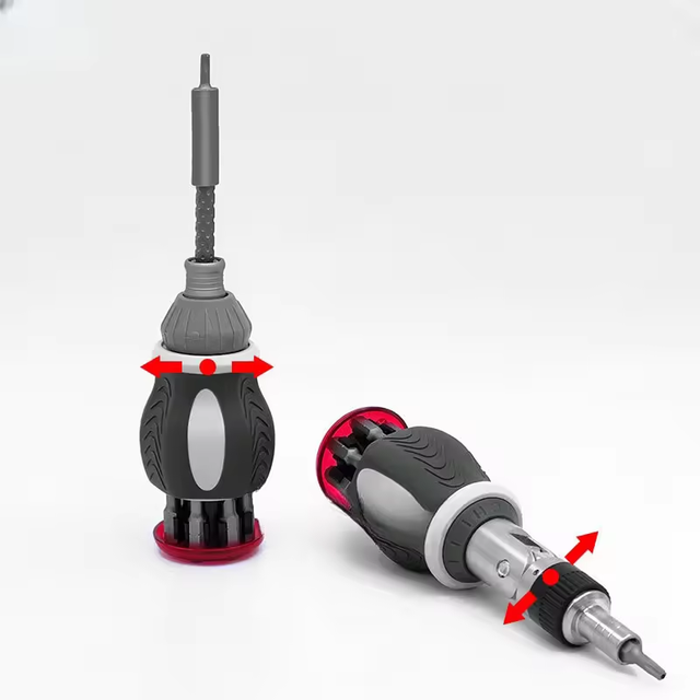 Precision 8 in 1 Ratchet Tool 180 Rotating Multi-angle Head Cross Slotted Torx Hexagon Combination Multi-angle Screwdriver Set
