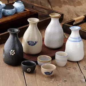 Ceramics Wine Pot Cup Japanese Black Gold Flower 300ML Sake Pot Water Ware Bar Decoration Household Kitchen Supplies Drinkware