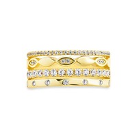 Gemnel Luxuriöser 18K Vergoldeter Mehrschichtiger Breiter Ring für Damen Eleganter 5A Zirkon Marquise-Blatt Stapelbarer CZ-Ring Schmuck