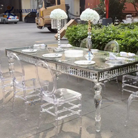 Elegante moderne Luxus Harz Acryl Bankett Event Tisch Kristallglas platte Rechteck Hochzeits tisch