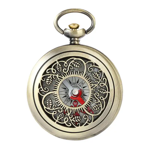 <span class=keywords><strong>Montre</strong></span> de poche en bronze vintage avec design à clapet creux doigt <span class=keywords><strong>aiguille</strong></span> métal boussole extérieure cadeau de cross-country pour les enfants - Product Image 1