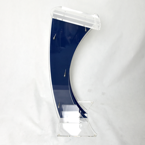 Pupitre en acrylique durable, présentoir transparent en acrylique avec lutrin moderne bleu en forme de faucille pour présentations, églises, mariages - Product Image 2