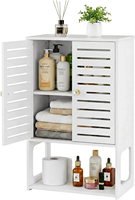 Armoire de rangement murale blanche pour salle de bain avec portes à persiennes et étagère ouverte pour cuisine ou petits espaces