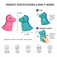 Jouets de bain mignons en forme d'animaux, dinosaures, jouets en caoutchouc souple, dragon qui éclabousse de l'eau, jouets flottants pour enfants et bébés