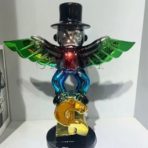 Sculpture Pop Art <span class=keywords><strong>Monopoly</strong></span> avec Statue Dollar, Hommage à Alec Rich Man, Plaqué Chrome, Cône d'argent, Alex avec Ailes - Product Image 6