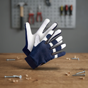 Gants de travail antidérapants en PU lisse avec poignet élastique, gants de sécurité polyvalents sans latex ni silicone, couleur bleu et blanc - Product Image 3