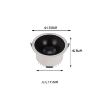 Downlight encastré anti-éblouissement COB SMD dimmable 20W RA90, éclairage commercial LED pour supermarché, musée