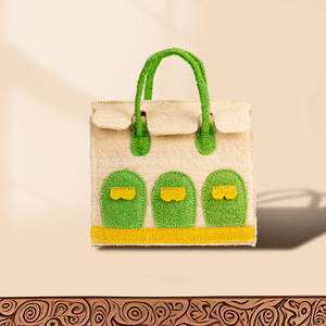 DIY Women's Handbag <b>Large</b> Capacity Fashionable Open Durable Portable Eco-Friendly Handcrafted Natural Loofah Material Cartoon - Product Image 5