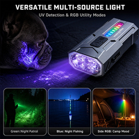 Lampe torche magnétique multifonctionnelle avec lumière principale de 2000LM, lumière latérale UV365 RGB et laser vert pour le travail, le camping et l'inspection (EDC)