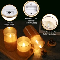 Vela electrónica LED de cristal de Pilar móvil de cera Real, vela sin llama con pilas, temporizador de Control remoto, decoración del hogar, Diwali