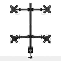 Support d'écran pivotant à 360 degrés avec inclinaison à 90° pour écrans de 10 à 27 pouces, montage sur bureau/table pour quatre écrans