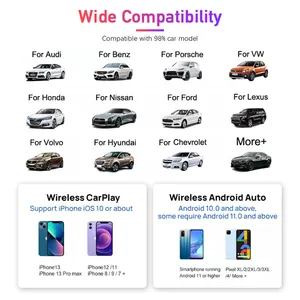 2023 Magic Box Carplay Android 13 Mini boîtes multimédia USB sans fil jeu de voiture Android Auto Smart Ai Box pour 2017-2021 toutes les voitures