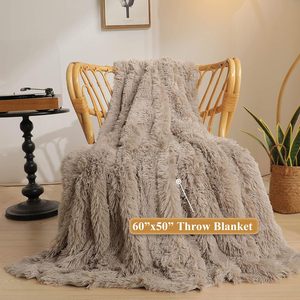 Plaid <span class=keywords><strong>de</strong></span> luxe en fausse fourrure tissée 100 % polyester, moelleux et duveteux, taille King, personnalisable, toutes saisons, lavable en machine - Product Image 6