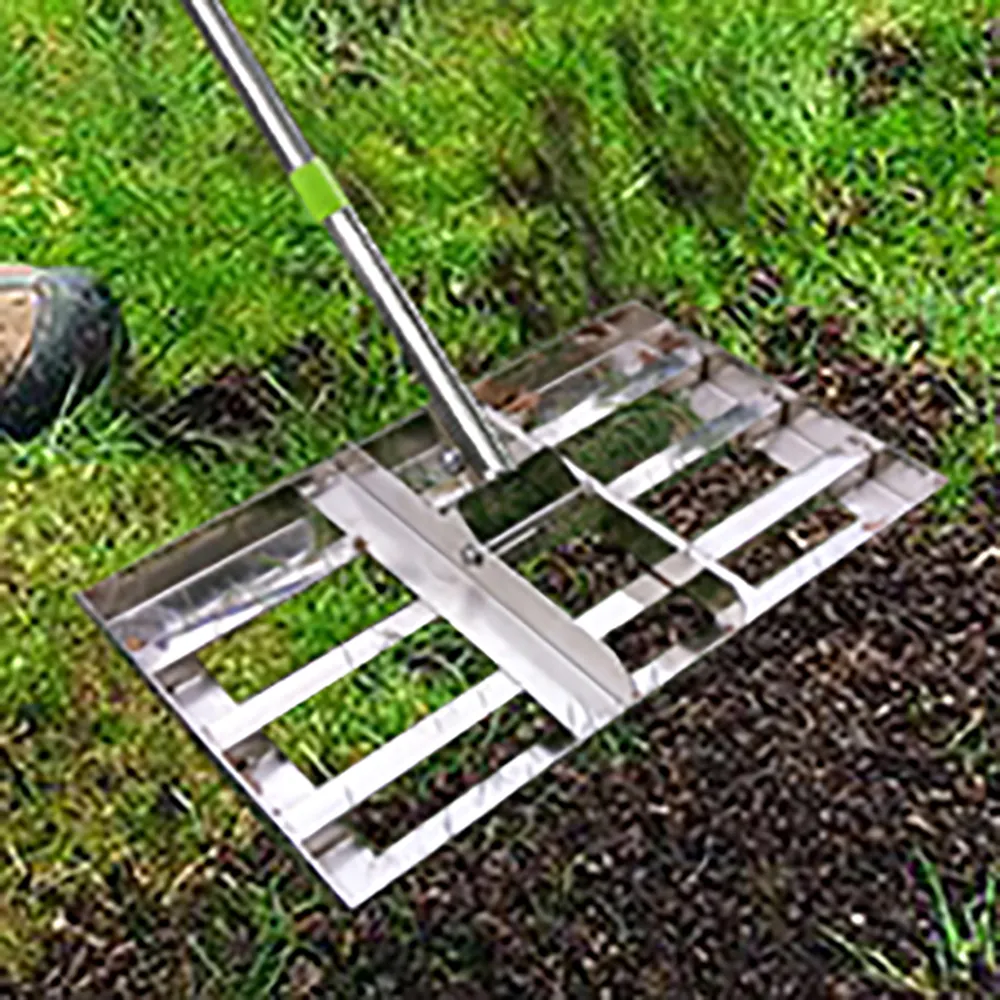 Levelawn Tool Level Soil or Dirt Ground Surfaces Easily Stainless Steel Lawn Level Tool with Handle for Garden Backyard