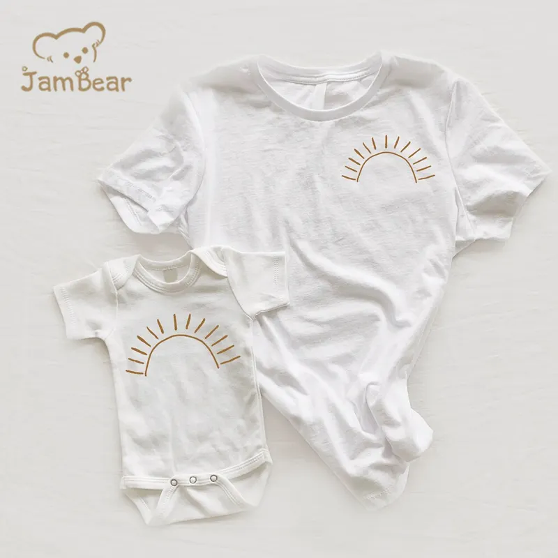 Tenues assorties pour la famille maman et moi tenue personnalisée tenues assorties en coton bio pour la mère et la fille t-shirt bébé rompe