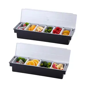 3 4 5 6 Compartment Bar Cocktail Supplies Fruit Serving Container Garnish Holder Condiment Tray Condiment Holder