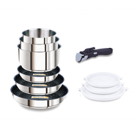 Panci Masak Anti Lengket Batu Marmer, Set Panci dan Wajan Stainless Steel Dua Sisi Induksi Alas Ganda untuk Memasak