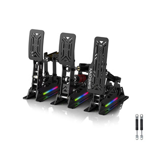 SIMSONN pedales de simulador de carreras profesional y volante con retroalimentación de fuerza real se adaptan a juegos de carreras de PC controladores de juegos - Product Image 1