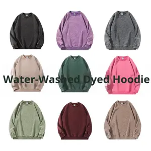 Toptan İpsiz Ağır Kumaş Boş Sokak Giyim Tarzı Büyük Beden Kapüşonlu Sweatshirtler Özel Asit Vintage Eskitme Yıkama Kapüşonlu Erkek Sweatshirtleri - Product Image 5