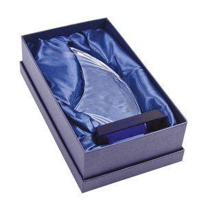 Base per Trofeo a Forma di Vela Blu con Stampa UV 170X90X10mm, Vela in Vetro Placcata Oro per Omaggi Fieristici o Regali di Benvenuto - Product Image 2