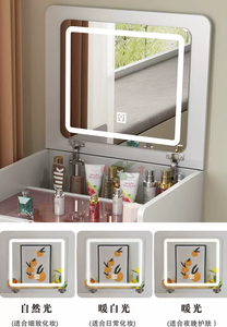 Modern Flip-Top Vanity <strong>Table</strong> with Storage Cabinet for Small Spaces - Product Image 5