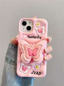 Venta al por mayor <span class=keywords><strong>de</strong></span> funda <span class=keywords><strong>de</strong></span> teléfono <span class=keywords><strong>de</strong></span> silicona <span class=keywords><strong>de</strong></span> mariposa con soporte telescópico, nueva funda <span class=keywords><strong>de</strong></span> teléfono para niñas, bienvenido a comprar - Product Image 5