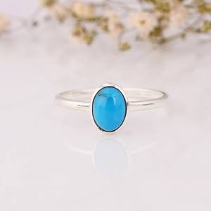 Unisex Vintage 925 Silver Turquoise Gemstone <b>Rings</b> <b>Pearls</b> Oval Cut Diamond 'Sleeping Beauty' Collection for Wedding Parties - Product Image 4