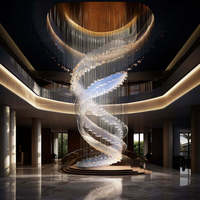 Lustre LED moderne en cristal personnalisable pour hall d'hôtel, salon, décoration d'escalier, avec fonction dimmable