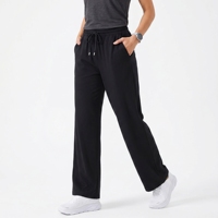 Pantalon large taille haute en polyester pour femme, avec cordon de serrage, formel, écologique, décontracté, pour l'été, avec poches unies