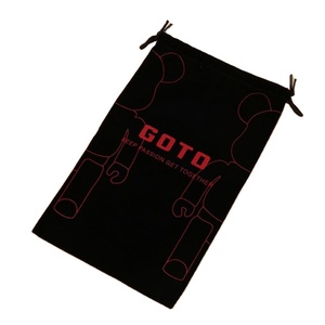 ZEHUI Factory Supply <b>Black</b> Velvet Flocking Storage Shopping Bag <b>Cloth</b> Bag Double Drawstring Full-printed Logo Wholesale Bulk OEM - Product Image 1