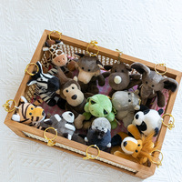 Porte-clés en peluche animaux de la jungle de dessin animé, en coton PP brodé, doux et rembourré, accessoires d'anniversaire, mini pendentif de sac, cadeau poupée